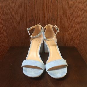 Block heel suede light blue sandals